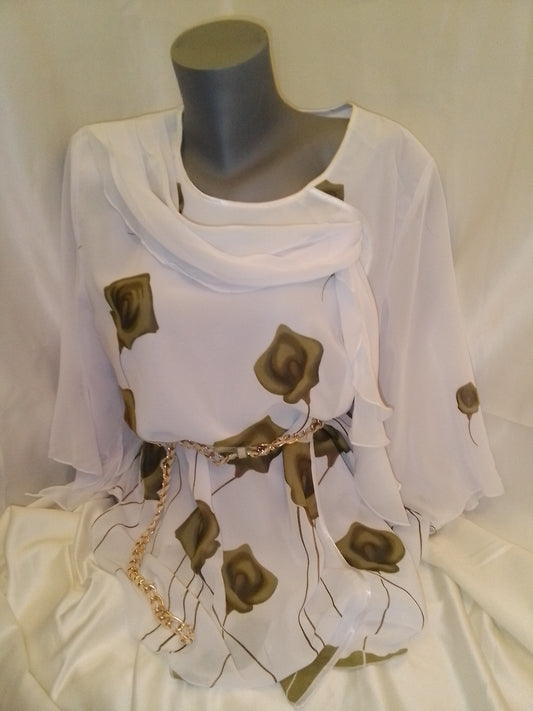 Tunique vintage avec roses imprimé